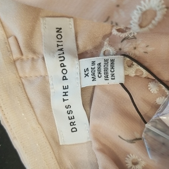 💕DRESS THE POPULATION💕 River Off the Shoulder Tiered Hem Dress ~ Blush XS NWT - Picture 13 of 15